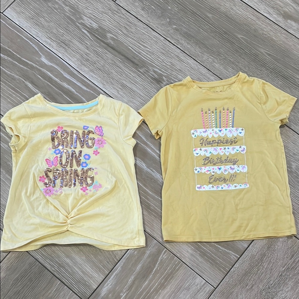 Cat & Jack and Isaac Mizrahi Yellow Graphic Tees Set (C)